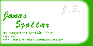 janos szollar business card